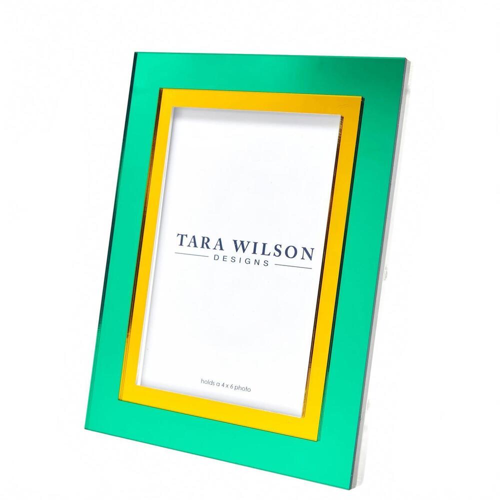 NEW TARA WILSON DESIGNS acrylic two-tone frame in green / yellow